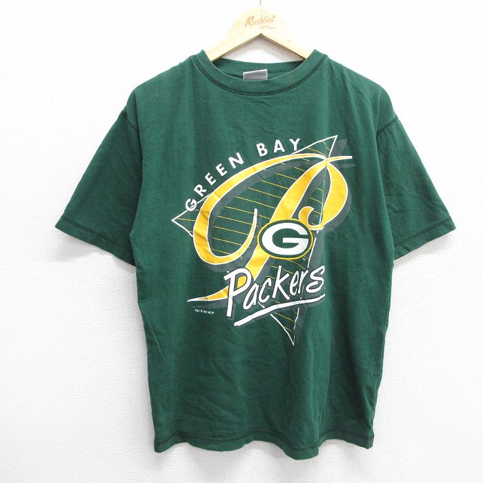 M★古着 半袖 ビンテージ Tシャツ メンズ 90年代 90s NFL グリーンベイパッカーズ コットン クルーネック 緑 グリーン アメフト スーパーボウル 25jun03 中古