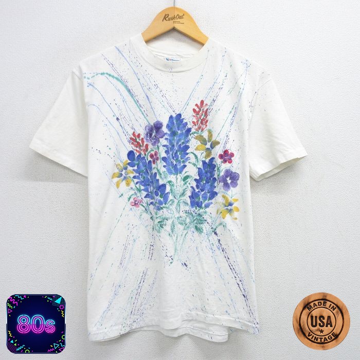【50%OFF】ヘインズ 80s 半袖Tシャツ 花 ホワイト L | 古着