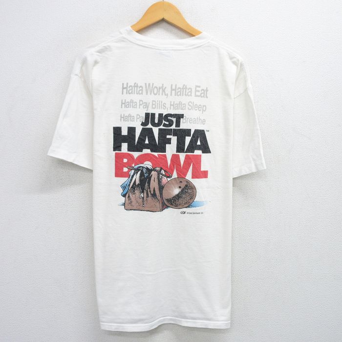 XL★古着 半袖 ビンテージ Tシャツ メンズ 90年代 90s ボウリング 大きいサイズ コットン クルーネック USA製 白 ホワイト 【spe】 25jun03 中古