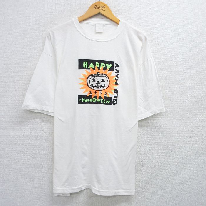 【50%OFF】オールドネイビー 90s 半袖Tシャツ ハロウィン ホワイト XL | 古着
