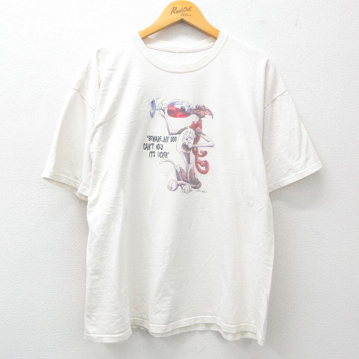 XL★古着 半袖 ビンテージ Tシャツ メンズ 00年代 00s 犬 大きいサイズ クルーネック 白 ホワイト 25jun03 中古