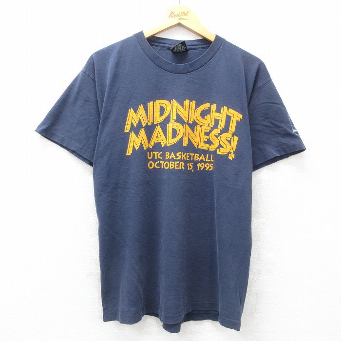 L★古着 半袖 ビンテージ Tシャツ メンズ 90年代 90s MIDNIGHT MADNESS コットン クルーネック USA製 紺 ネイビー 25jun03 中古