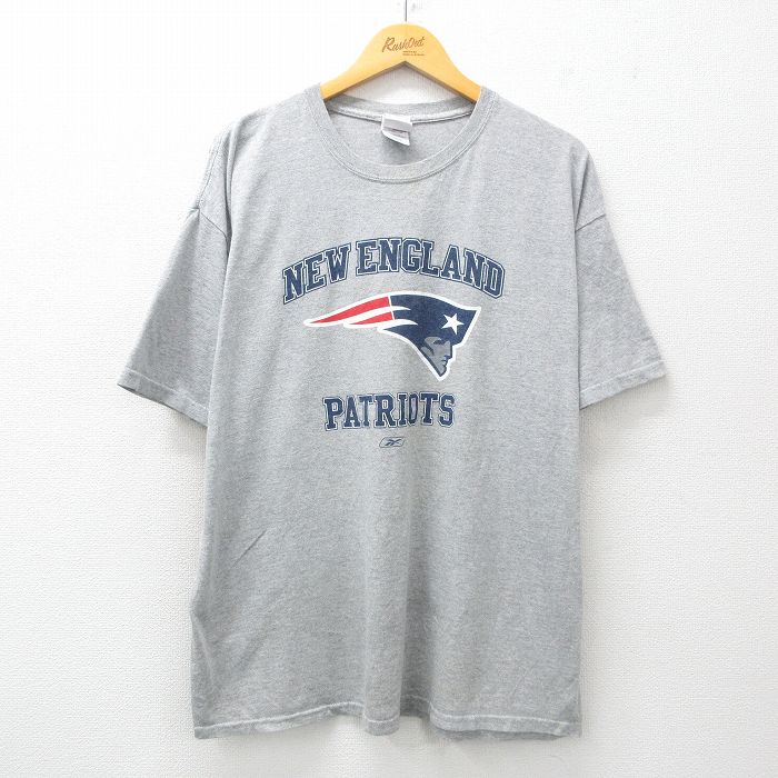XL★古着 半袖 ビンテージ Tシャツ メンズ 00年代 00s NFL ニューヨークペイトリオッツ 大きいサイズ クルーネック グレー 霜降り アメフト スーパーボウル 25jun03 中古