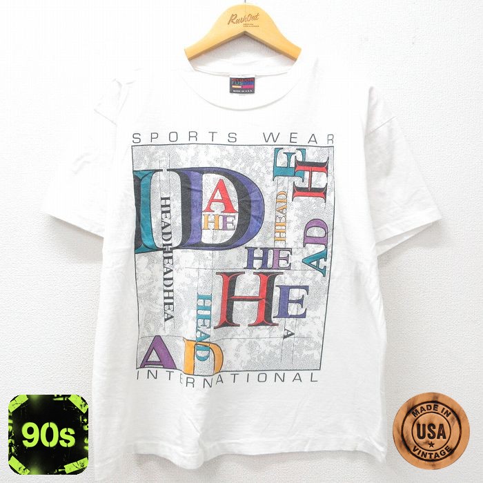 【50%OFF】90s 半袖Tシャツ HEAD ホワイト L | 古着