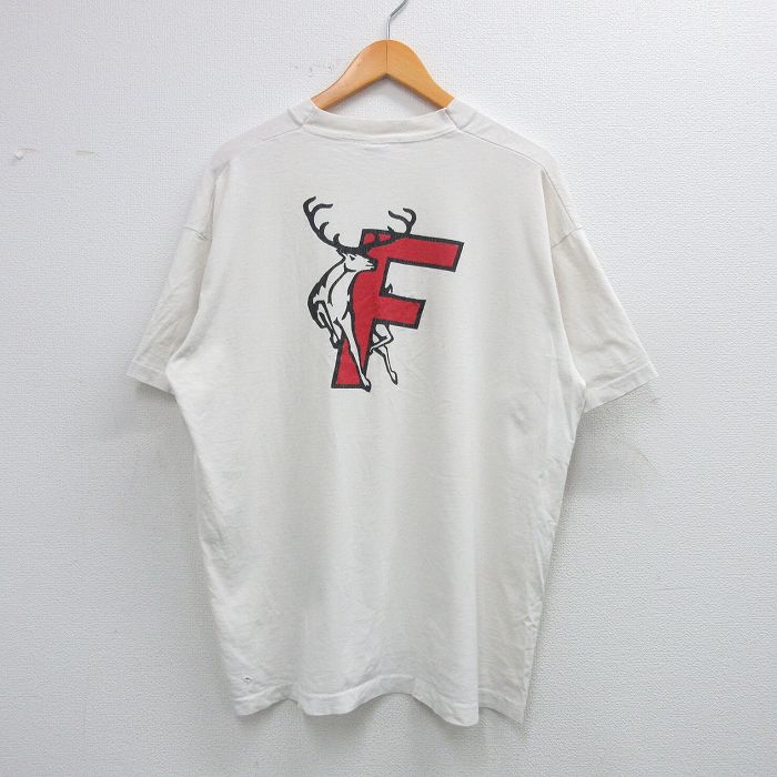 XL★古着 フルーツオブザルーム 半袖 ビンテージ Tシャツ メンズ 90年代 90s FAIRFIELD コットン クルーネック USA製 白 ホワイト 25jun03 中古