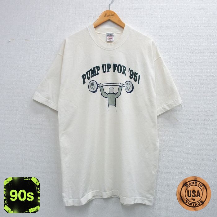 【50%OFF】フルーツオブザルーム 90s 半袖Tシャツ PUMP UP GEOSERVE ホワイト XL | 古着