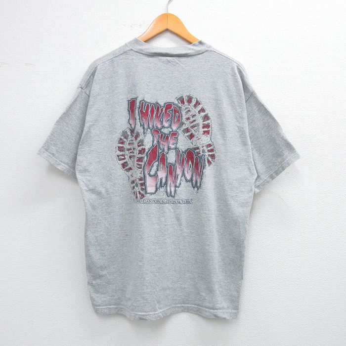 XL★古着 TULTEX 半袖 ビンテージ Tシャツ メンズ 90年代 90s GRAND CANYON クルーネック グレー 霜降り 25jun03 中古