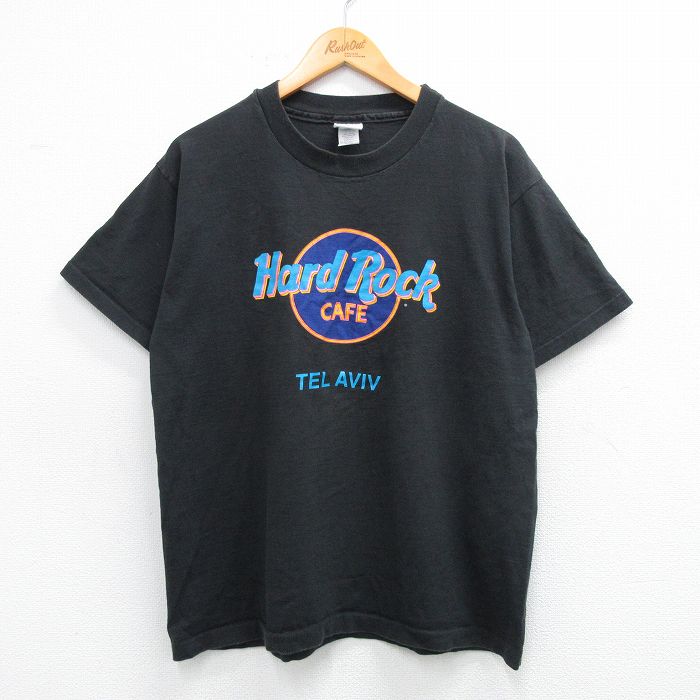 L★古着 半袖 ビンテージ Tシャツ メンズ 90年代 90s ハードロックカフェ コットン クルーネック USA製 黒 ブラック 25jun03 中古