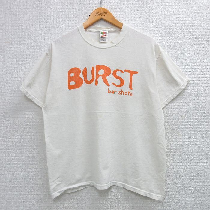 L★古着 フルーツオブザルーム 半袖 ビンテージ Tシャツ メンズ 00年代 00s BURST コットン クルーネック 白 ホワイト 25jun03 中古