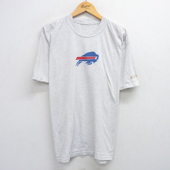 XL★古着 半袖 ビンテージ Tシャツ メンズ 00年代 00s NFL バッファロービルズ 大きいサイズ クルーネック 薄グレー 霜降り アメフト スーパーボウル 25jun04 中古