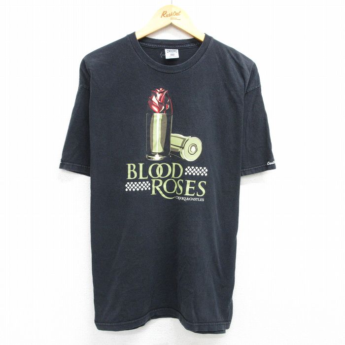 【50%OFF】XL★古着 半袖 ビンテージ Tシャツ メンズ 00年代 00s 口紅 コットン クルーネック 黒 ブラック 25jun04 中古