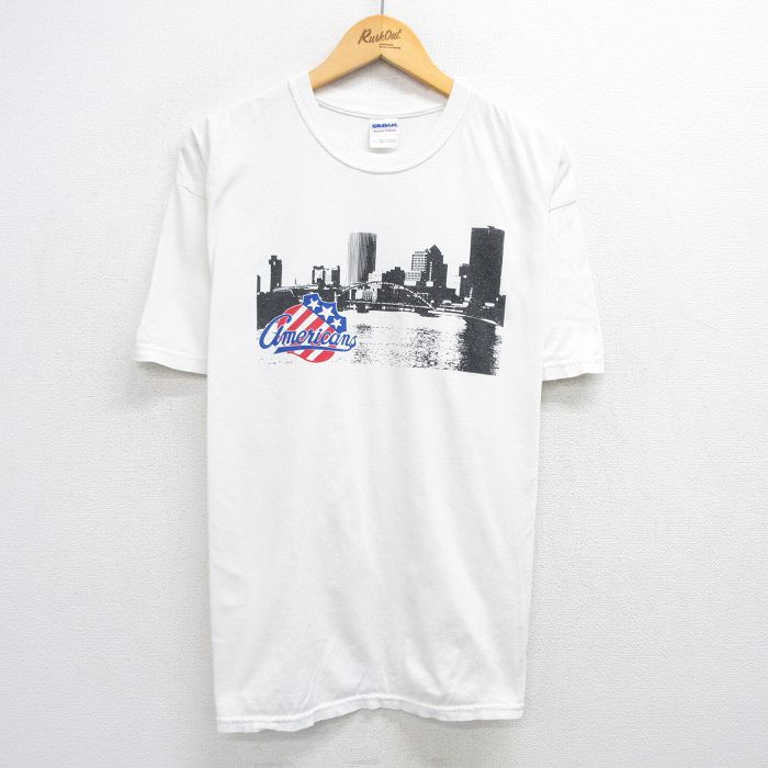 【50%OFF】XL★古着 半袖 ビンテージ Tシャツ メンズ 00年代 00s 企業広告 橋 大きいサイズ コットン クルーネック 白 ホワイト 25jun04 中古