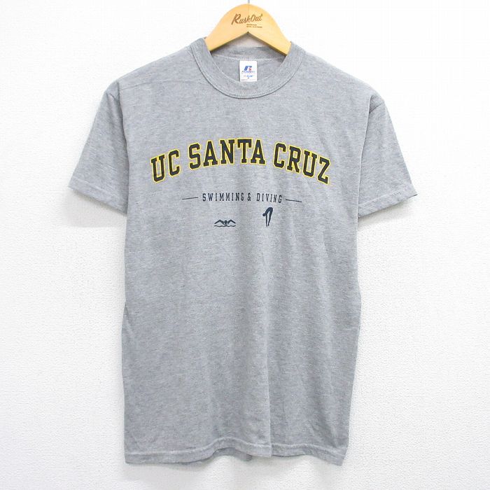 【50%OFF】M★古着 ラッセル 半袖 ビンテージ Tシャツ メンズ 00年代 00s サンタクルーズ クルーネック グレー 霜降り 25jun04 中古