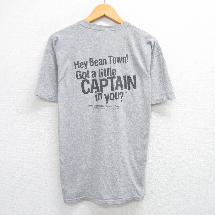 XL★古着 フルーツオブザルーム 半袖 ビンテージ Tシャツ メンズ 00年代 00s CAPTAIN クルーネック グレー 霜降り 25jun04 中古