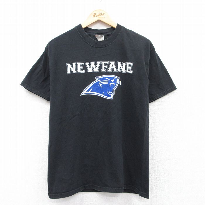 M★古着 ヘインズ Hanes 半袖 ビンテージ Tシャツ メンズ 00年代 00s ニューフェインパンサーズ コットン クルーネック 黒 ブラック 25jun04 中古