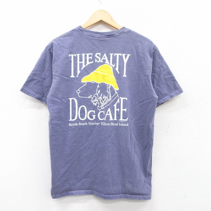 L★古着 半袖 ビンテージ Tシャツ メンズ 80年代 80s 犬 コットン クルーネック USA製 薄紫 パープル 【spe】 25jun04 中古