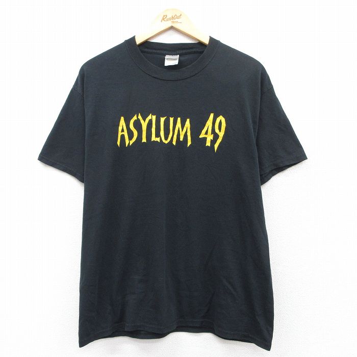 L★古着 半袖 ビンテージ Tシャツ メンズ 00年代 00s ASYLUM49 クルーネック 黒 ブラック 25jun04 中古