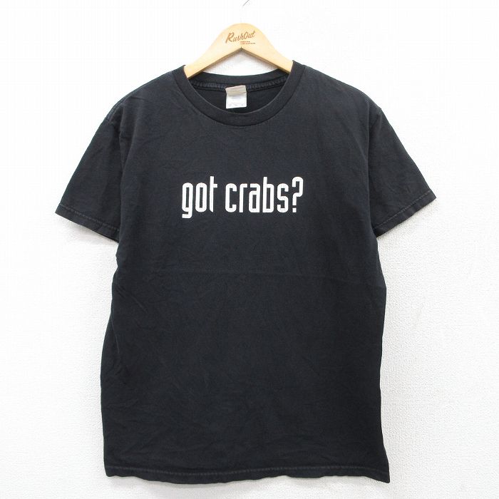 L★古着 半袖 ビンテージ Tシャツ メンズ 00年代 00s got crabs コットン クルーネック 黒 ブラック 25jun04 中古