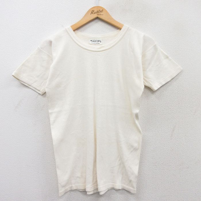 S★古着 半袖 ビンテージ Tシャツ メンズ 90年代 90s 無地 クルーネック 生成り 25jun04 中古