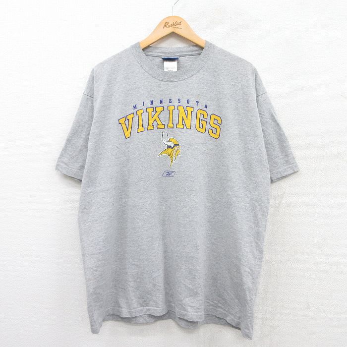XL★古着 リーボック REEBOK 半袖 ビンテージ Tシャツ メンズ 00年代 00s NFL ミネソタバイキングス クルーネック グレー 霜降り アメフト スーパーボウル 25jun04 中古
