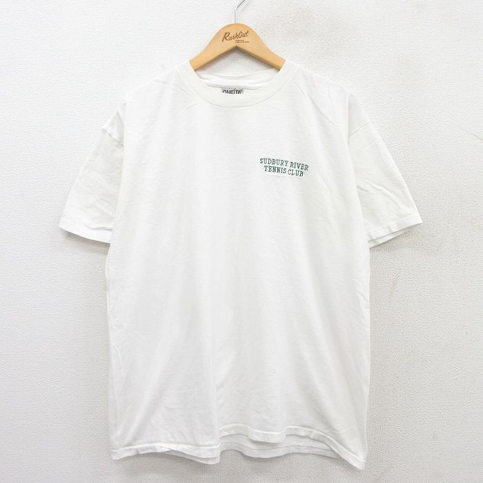 XL★古着 オニータ ONEITA 半袖 ビンテージ Tシャツ メンズ 90年代 90s サドベリー テニス コットン クルーネック 白 ホワイト 25jun04 中古
