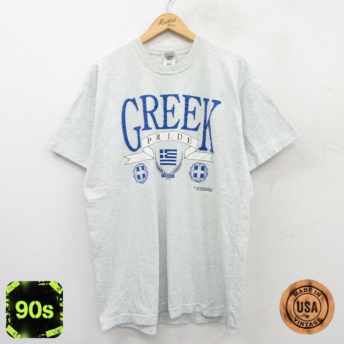 【50%OFF】フルーツオブザルーム 90s 半袖Tシャツ GREEK グレー XL | 古着