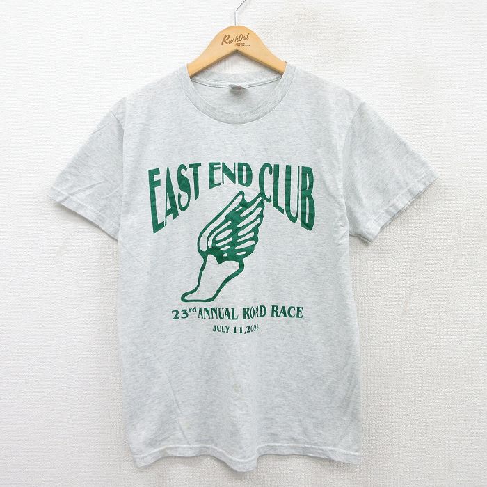 M★古着 フルーツオブザルーム 半袖 ビンテージ Tシャツ メンズ 00年代 00s ウィングフット 企業広告 クルーネック 薄グレー 霜降り 25jun04 中古