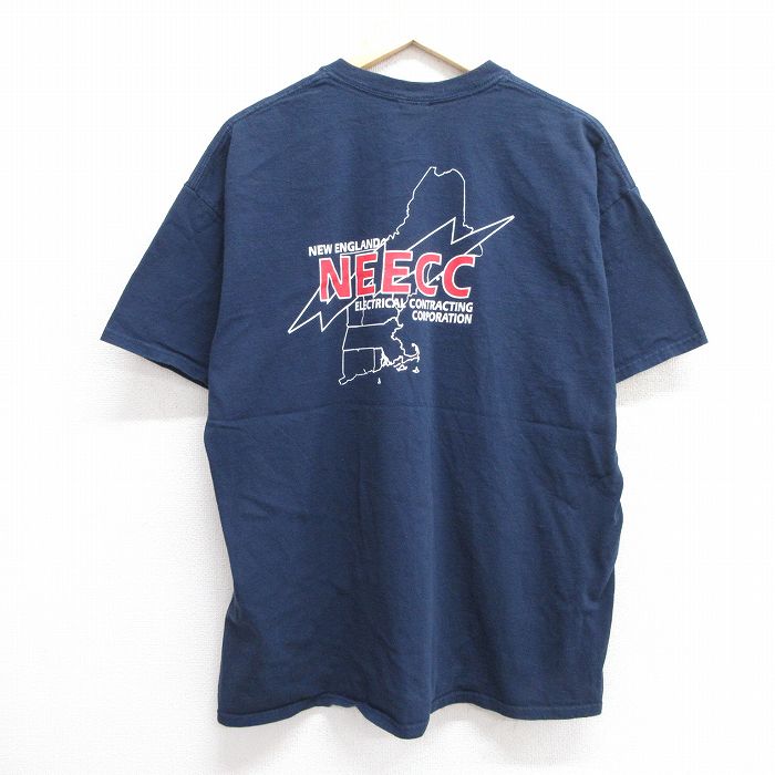 XL★古着 半袖 ビンテージ Tシャツ メンズ 00年代 00s NEECC コットン クルーネック 紺 ネイビー 25jun06 中古