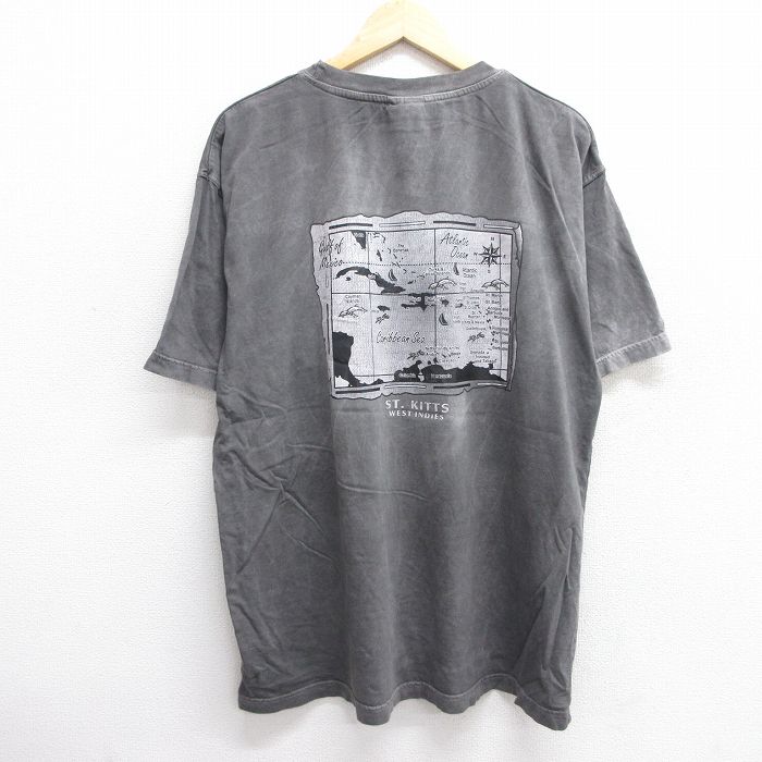 XL★古着 半袖 ビンテージ Tシャツ メンズ 00年代 00s セントキッツ 大きいサイズ コットン クルーネック グレー タイダイ 25jun06 中古
