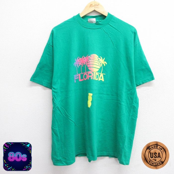 【50%OFF】ヘインズ 80s 半袖Tシャツ フロリダ グリーン XL | 古着