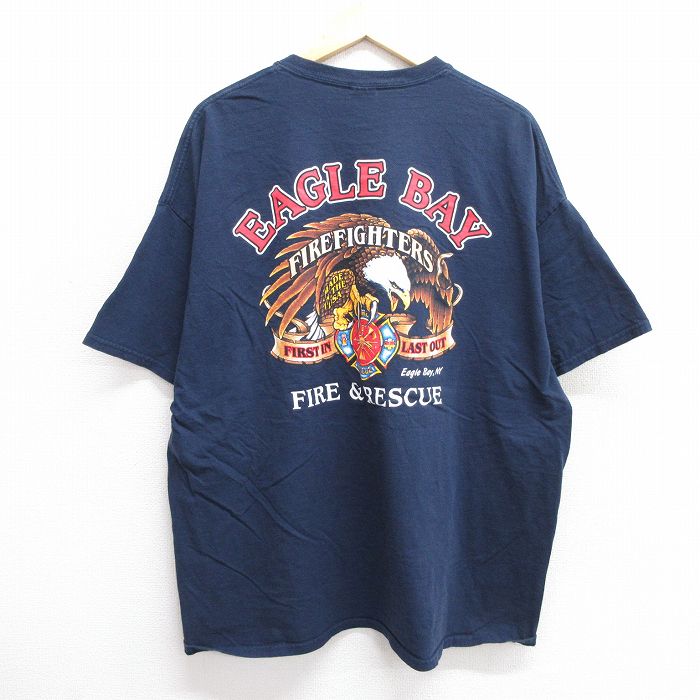 00s 半袖Tシャツ 消防署 ネイビー XL | 古着