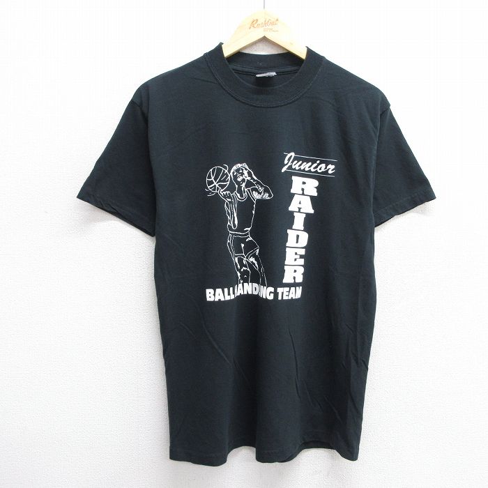 【50%OFF】M★古着 ジャージーズ 半袖 ビンテージ Tシャツ メンズ 00年代 00s RIDER バスケットボール クルーネック 黒 ブラック 25jun07 中古