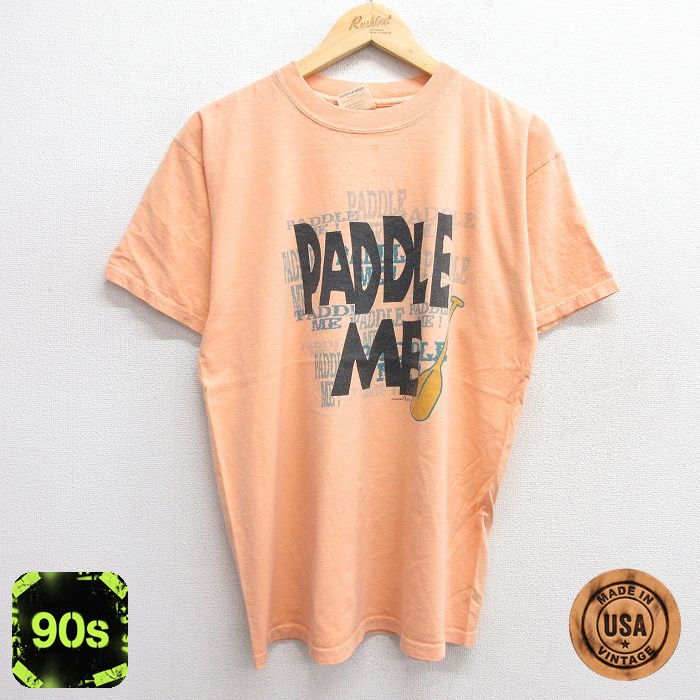 【50%OFF】90s 半袖Tシャツ PADDLE ME オレンジ M | 古着