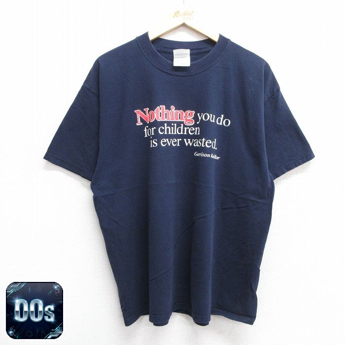 【50%OFF】00s 半袖Tシャツ メッセージ ネイビー XL | 古着