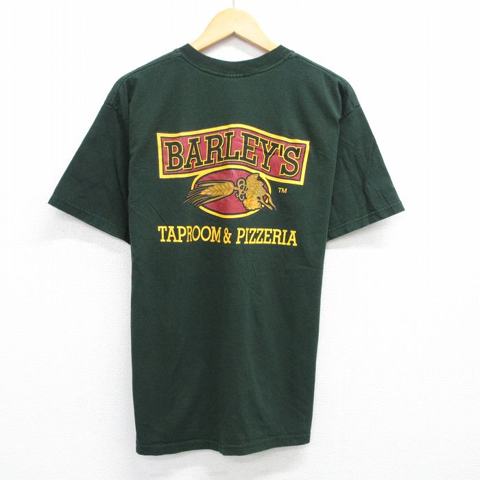 L★古着 半袖 ビンテージ Tシャツ メンズ 00年代 00s BARLEYS コットン クルーネック 濃緑 グリーン 25jun07 中古