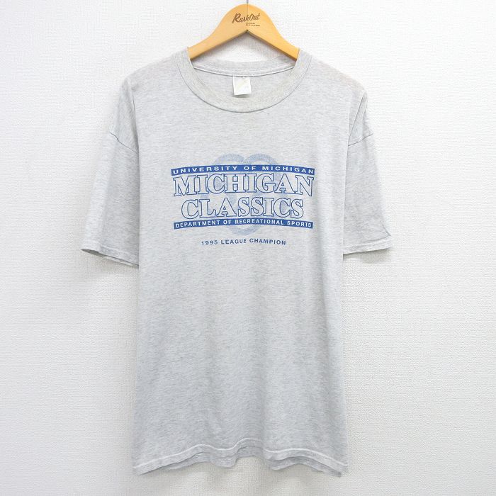 XL★古着 ジャージーズ 半袖 ビンテージ Tシャツ メンズ 90年代 90s ミシガン 大きいサイズ クルーネック USA製 グレー 霜降り 25jun07 中古