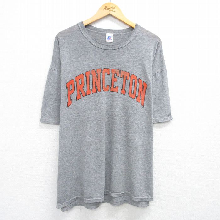 ラッセル 00s 半袖Tシャツ PRINCETON グレー霜降り XL | 古着