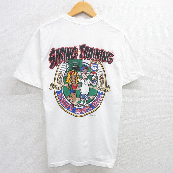 M★古着 半袖 ビンテージ Tシャツ メンズ 00年代 00s SLUGGOS SPORT GRILL コットン クルーネック 白 ホワイト 25jun07 中古