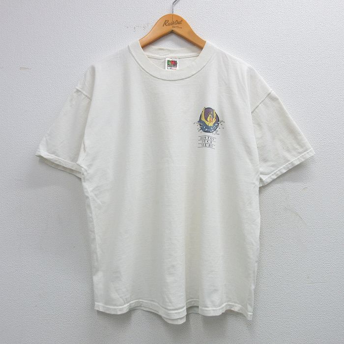 XL★古着 フルーツオブザルーム 半袖 ビンテージ Tシャツ メンズ 90年代 90s ボストンダックツアーズ コットン クルーネック 白 ホワイト 25jun07 中古