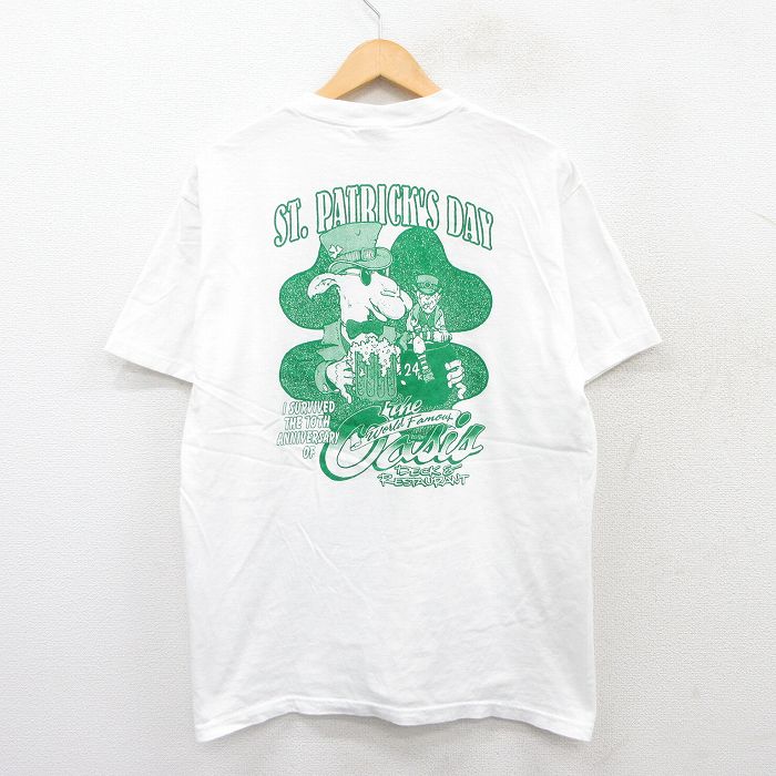 XL★古着 半袖 ビンテージ Tシャツ メンズ 00年代 00s ラクダ セントパトリックスデー クローバー コットン クルーネック 白 ホワイト 25jun13 中古