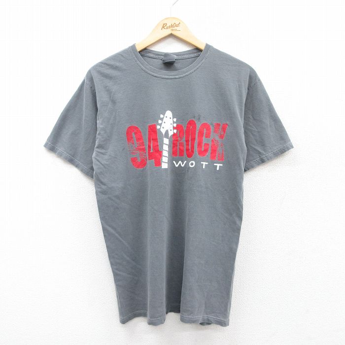 M★古着 半袖 ビンテージ Tシャツ メンズ 00年代 00s ギター 94ROCK コットン クルーネック 濃グレー 25jun13 中古