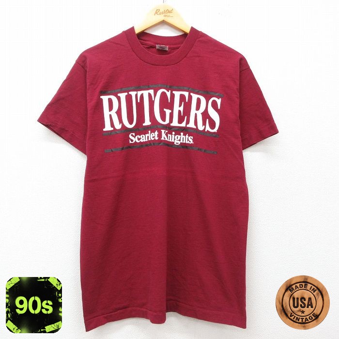【50%OFF】フルーツオブザルーム 90s 半袖Tシャツ RUTGERS バーガンディ L | 古着