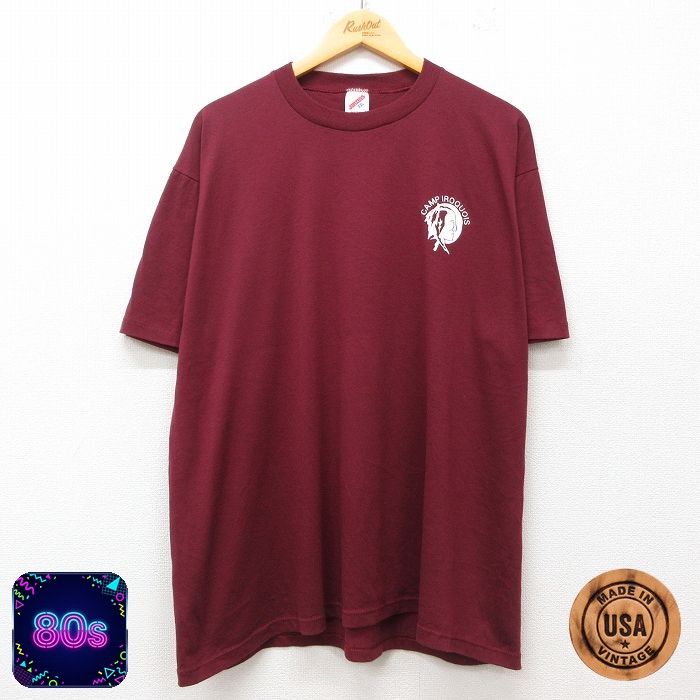 【50%OFF】ジャージーズ 80s 半袖Tシャツ IROQUOIS バーガンディ XL | 古着