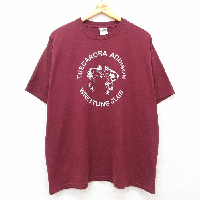 XL★古着 半袖 ビンテージ Tシャツ メンズ 00年代 00s レスリング 大きいサイズ クルーネック エンジ 25jul05 中古