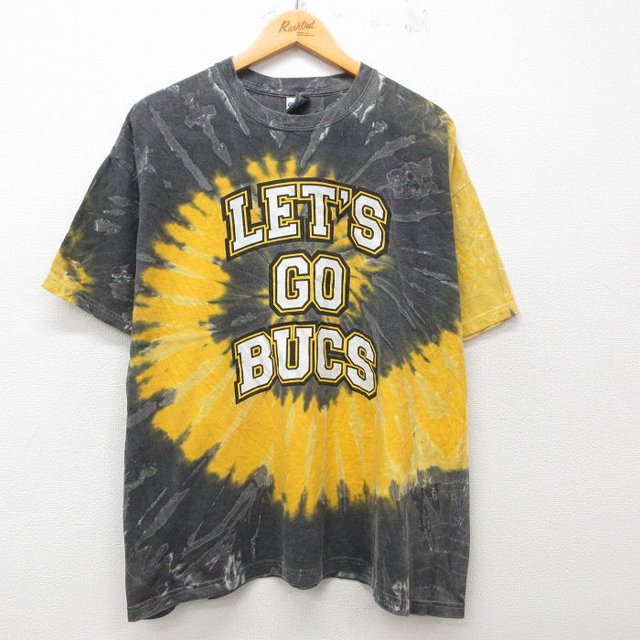 XL★古着 半袖 ビンテージ Tシャツ メンズ 00年代 00s BUCKS 大きいサイズ コットン クルーネック 黒他 ブラック タイダイ 25jul05 中古