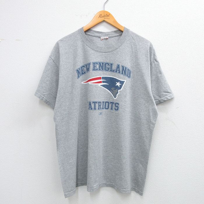 XL★古着 半袖 ビンテージ Tシャツ メンズ 00年代 00s NFL ニューイングランドペイトリオッツ 大きいサイズ クルーネック グレー 霜降り アメフト スーパーボウル 25jul05 中古