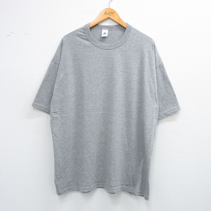 【50%OFF】XL★古着 ラッセル 半袖 ビンテージ Tシャツ メンズ 00年代 00s 無地 大きいサイズ クルーネック グレー 霜降り 25jul05 中古