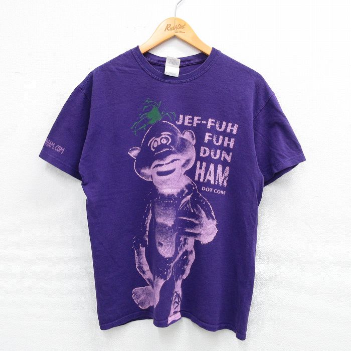 M★古着 半袖 ビンテージ Tシャツ メンズ 00年代 00s ジェフダナム コットン クルーネック 紫 パープル 25jul05 中古