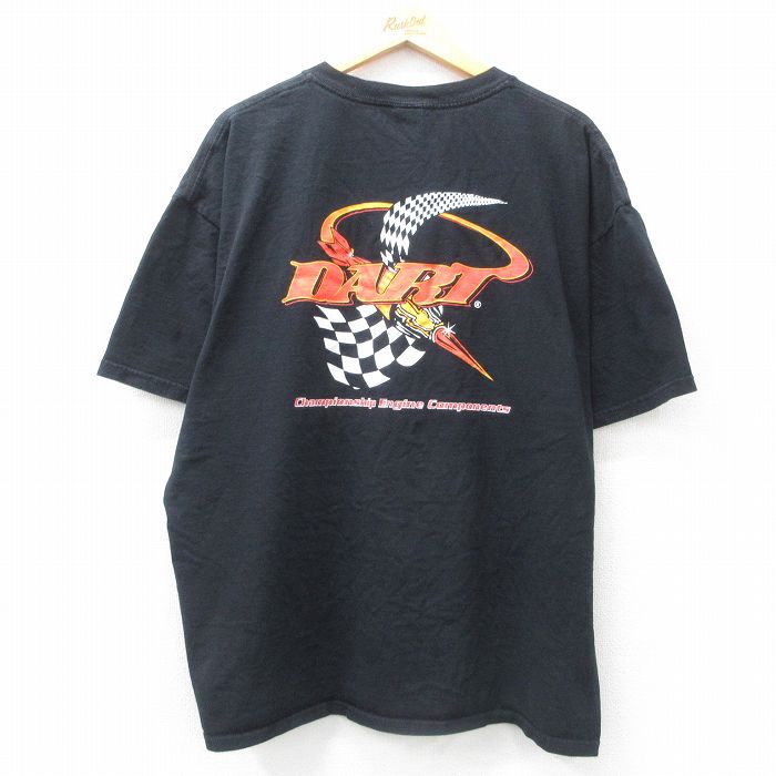 XL★古着 半袖 ビンテージ Tシャツ メンズ 00年代 00s ダーツ 大きいサイズ コットン クルーネック 黒 ブラック 25jul07 中古