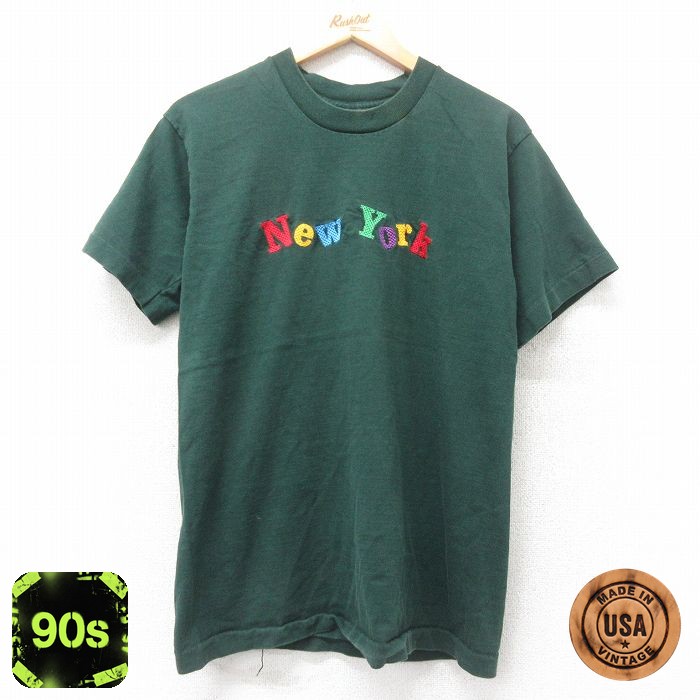 【50%OFF】フルーツオブザルーム 90s 半袖Tシャツ New York グリーン M | 古着